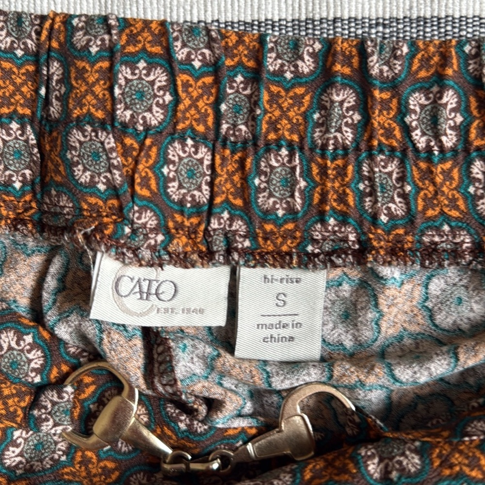 NWOT Cato horsebit Brown Patterned Wide-Leg Pants small - Picture 5 of 5